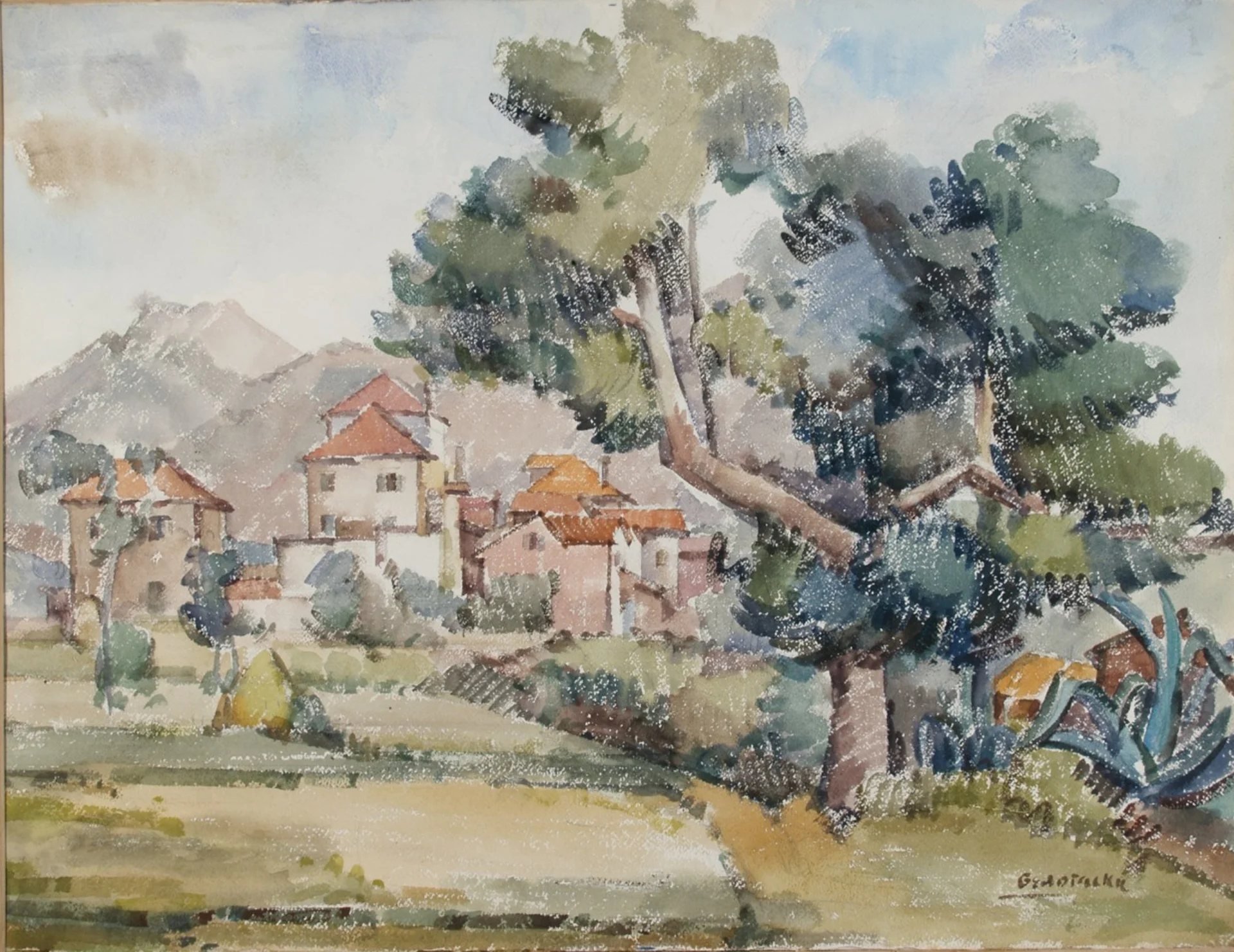 Добротски мотив, 1952, акварел, 47 х 64, сигнатура, д.д. Белогаски